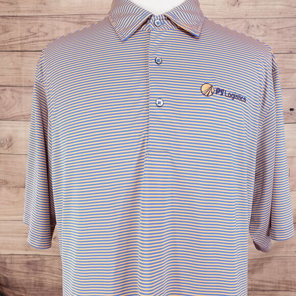 DONALD ROSS ORANGE BLUE STRIPED POLYESTER ACTIVE GOLF POLO SHIRT MENS SZ 2XL - Picture 1 of 7
